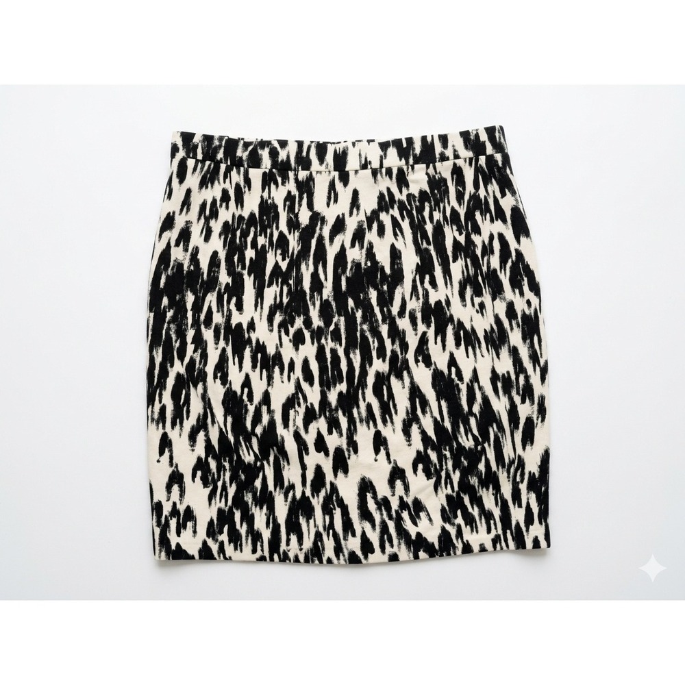 Ann Taylor Black White Abstract Animal Print Pencil Skirt Size 12‎ Knee Length